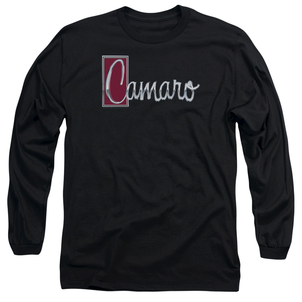 CHV145-AL-2 Chevrolet Chrome Script Adult Long Sleeve T-Shirt, Black - Medium