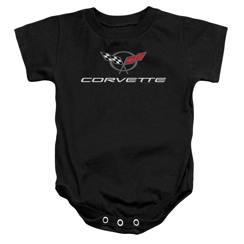 CHV159-SS-4 Chevrolet Corvette Modern Emblem Infant Snapsuit, Black - Extra Large - 24 Month