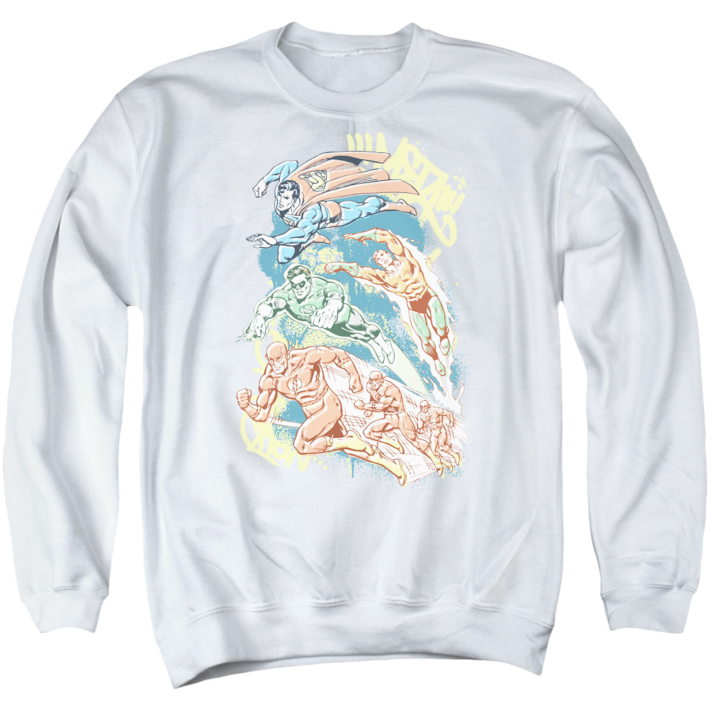 DCO238-AS-4 DC Halftone League Adult Crewneck Sweatshirt, White - Extra Large