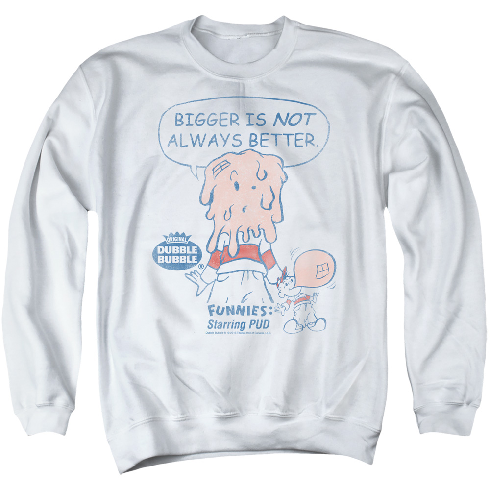 DBL106-AS-3 Dubble Bubble Bigger Adult Crewneck Sweatshirt, White - Large