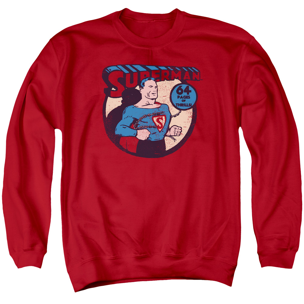 DCO750-AS-2 DC Superman 64 Adult Crewneck Sweatshirt, Red - Medium