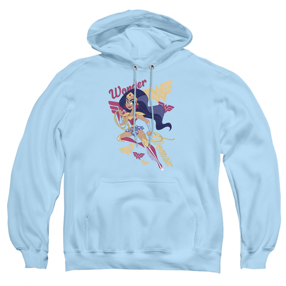 DCSHG101-AFTH-2 DC Superhero Girls Wonder Woman Adult Pullover Hoodie, Light Blue - Medium