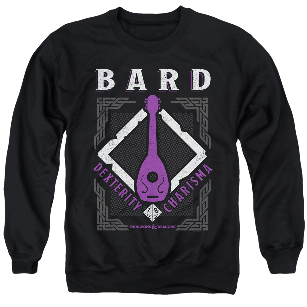 HBRO657-AS-2 Dungeons & Dragons Bard Adult Crewneck Sweatshirt, Black - Medium