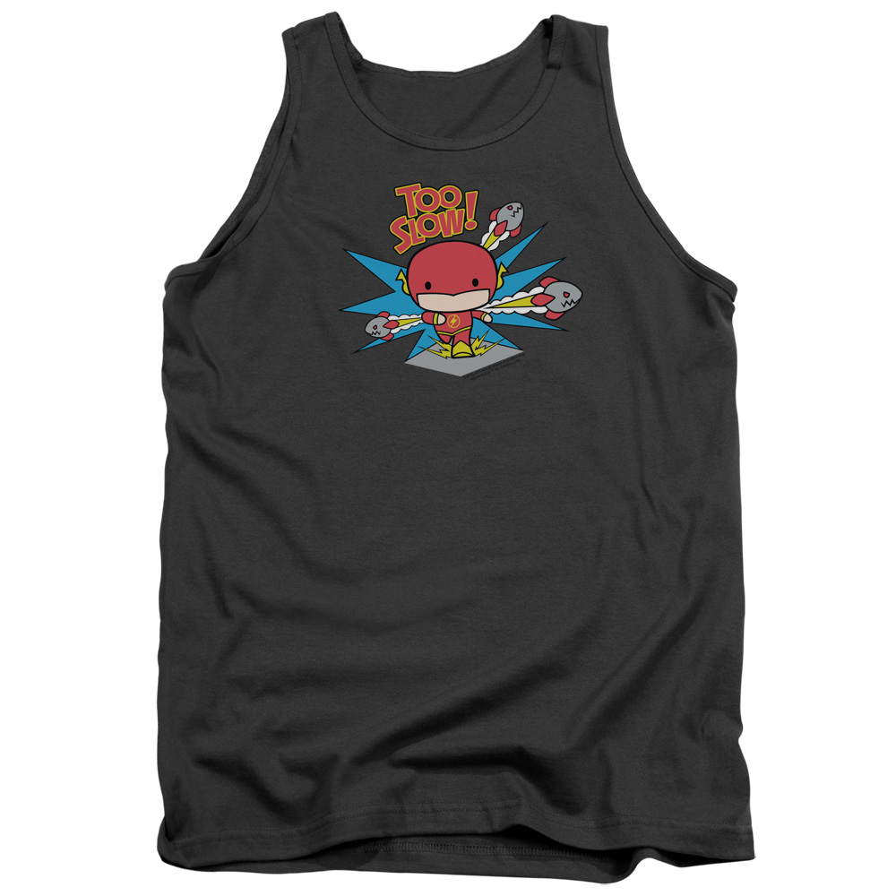 JLA821-TK-4 DC Flash Too Slow Adult Tank Top, Charcoal - Extra Large