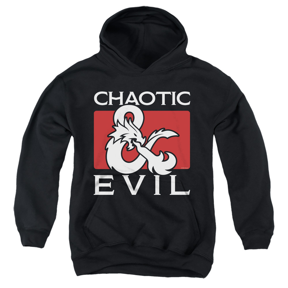 HBRO676-YFTH-1 Dungeons & Dragons Chaotic Evil Youth Hooded Sweatshirt, Black - Small