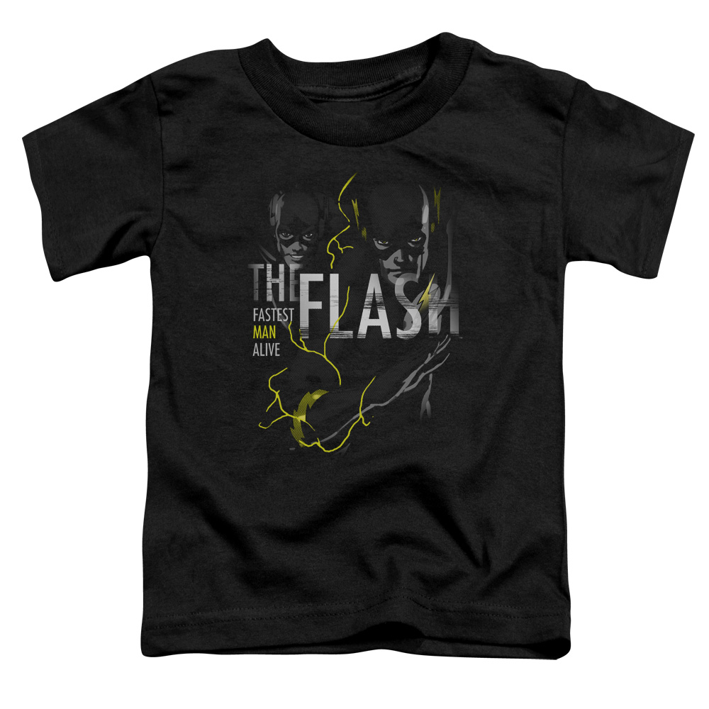 JLA793-TT-3 DC Flash Bold Flash Toddler Short Sleeve T-Shirt, Black - Large 4T