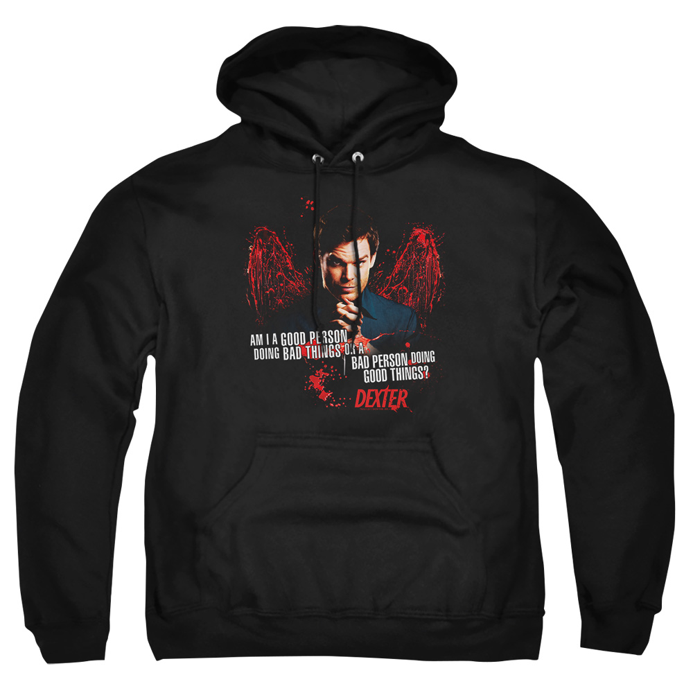 SHO311-AFTH-3 Dexter Good Bad Adult Pullover Hoodie, Black - Large