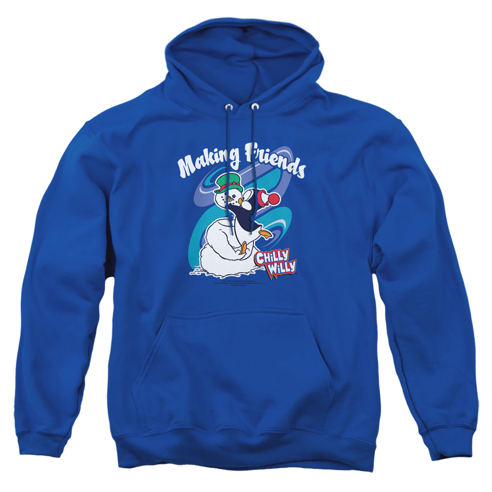 UNI215-AFTH-1 Chilly Willy Making Friends Adult Pullover Hoodie, Royal - Small