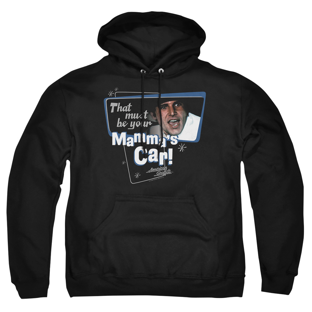 UNI190-AFTH-2 American Grafitti Mammas Car Adult Pullover Hoodie, Black - Medium