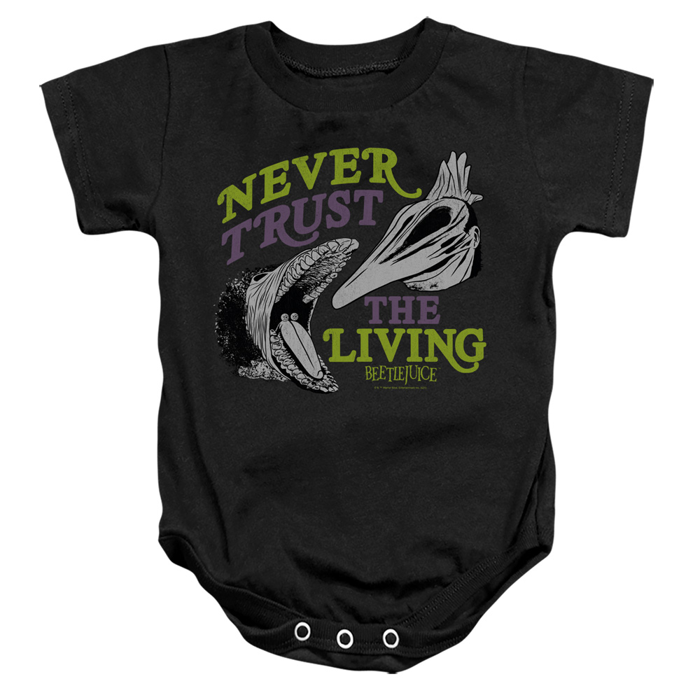 WBM1586-SS-2 Beetlejuice Never Trust Infant Snapsuit, Black - Medium - 12 Month