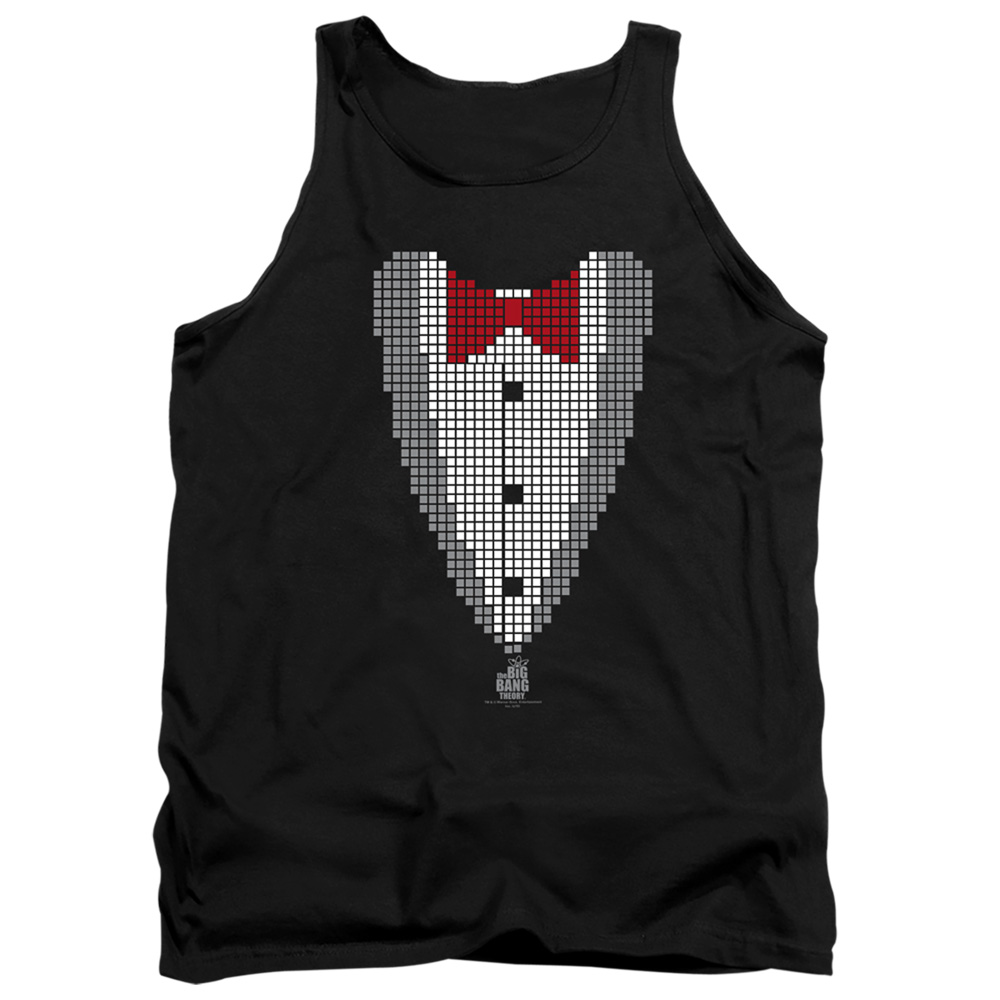 WBT706-TK-3 Big Bang Theory Pixelated Tux Adult Tank Top, Black - Large