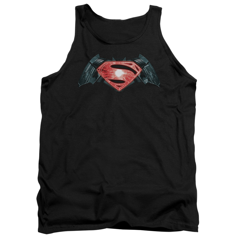 BVS103-TK-2 Batman vs Superman Industrial Logo Adult Tank Top, Black - Medium