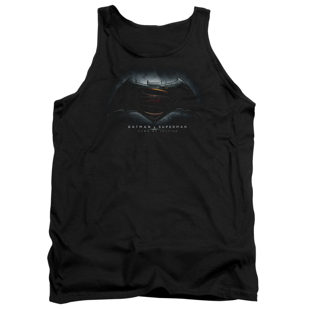 BVS106B-TK-2 Batman vs Superman Logo Adult Tank Top, Black - Medium
