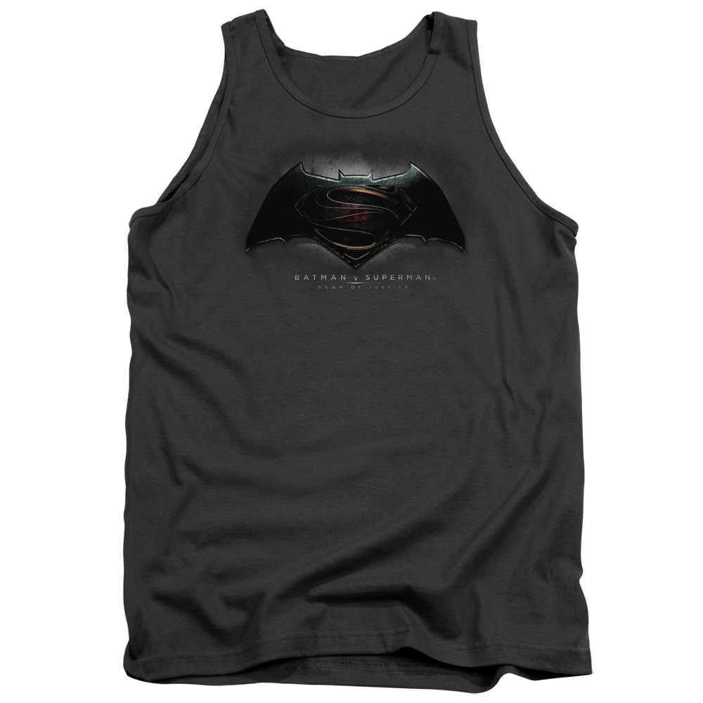 BVS106C-TK-2 Batman vs Superman Logo Adult Tank Top, Charcoal - Medium