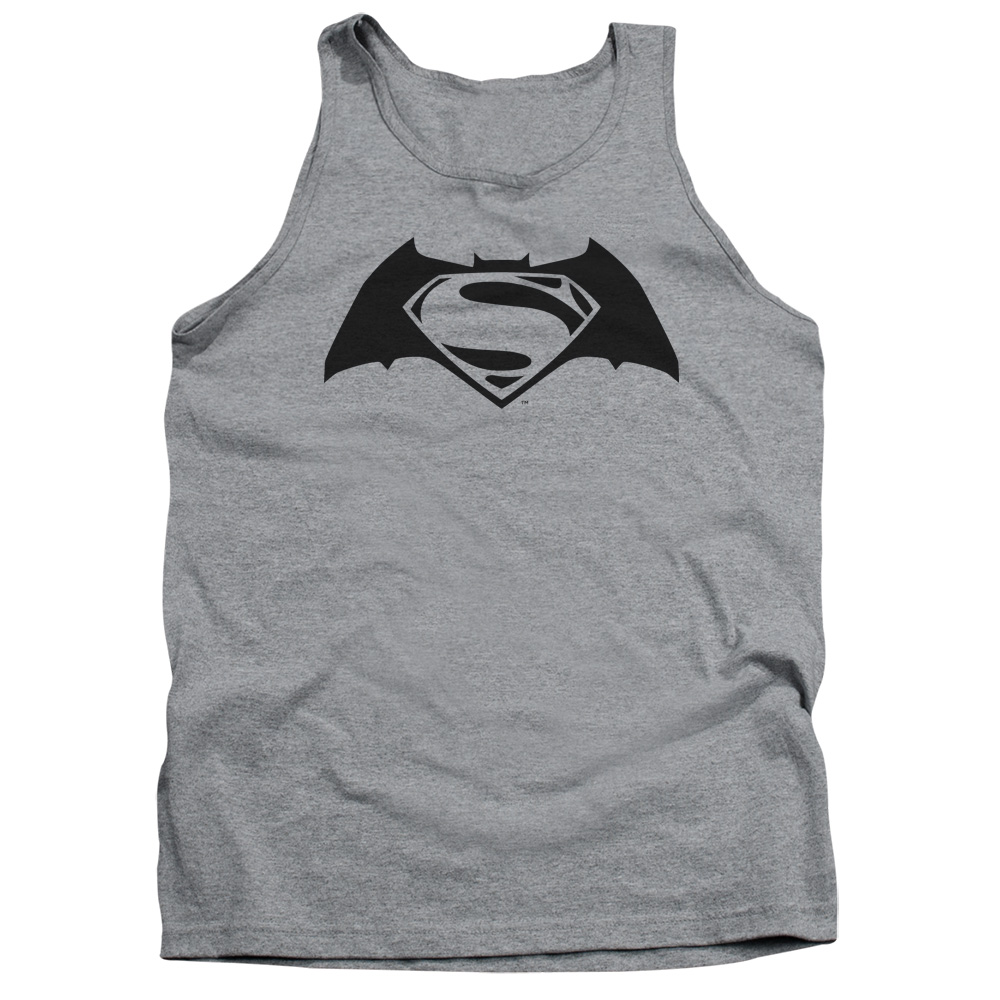 BVS107D-TK-4 Batman vs Superman Simple Logo Adult Tank Top, Athletic Heather - Extra Large