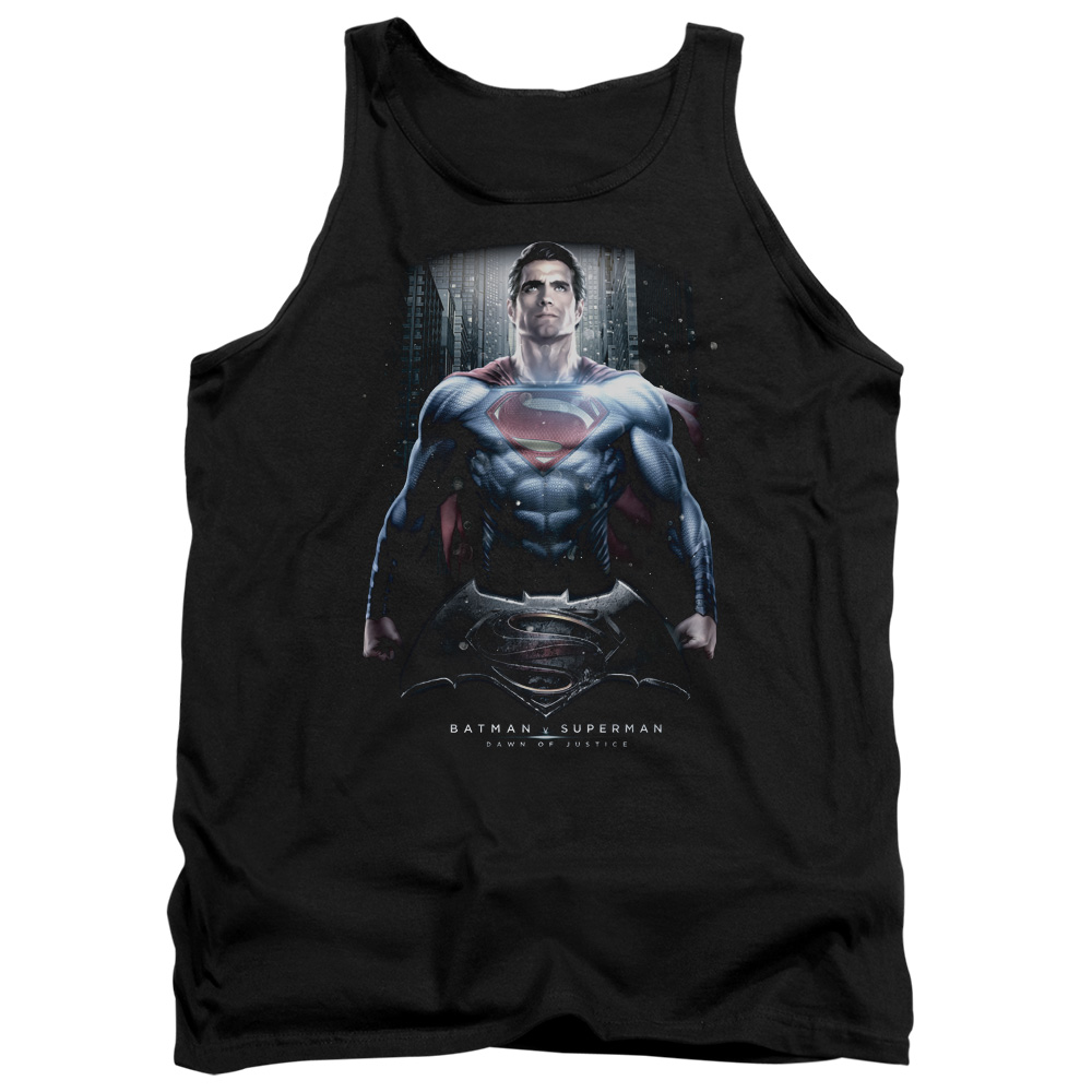 BVS177-TK-2 Batman vs Superman Supe Ground Zero Adult Tank Top, Black - Medium