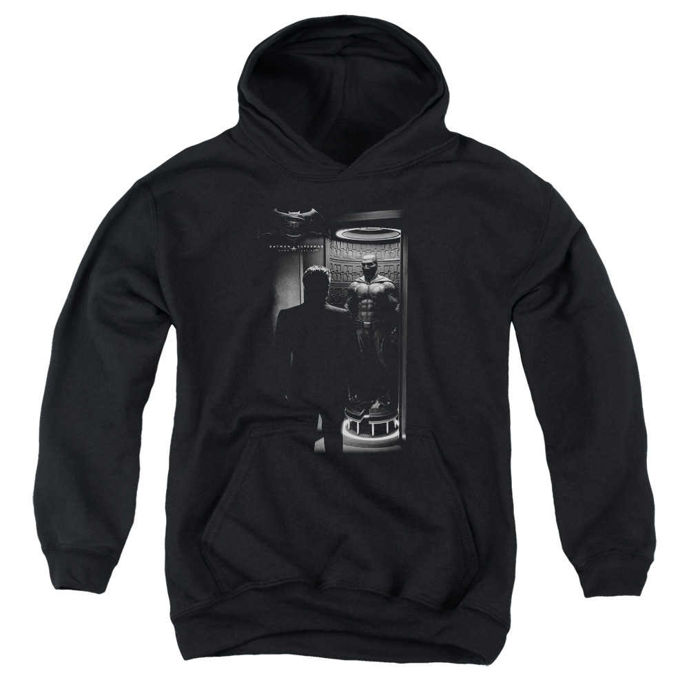 BVS204-YFTH-2 Batman vs Superman Suit Up Youth Hooded Sweatshirt, Black - Medium