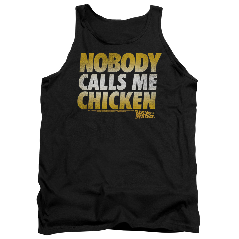 UNI916-TK-2 Back to the Future Chicken Adult Tank Top, Black - Medium