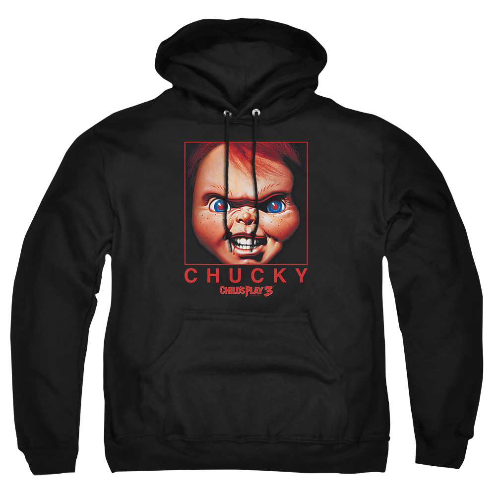 UNI917-AFTH-7 Childs Play Chucky Squared Adult Pullover Hoodie, Black - 4X