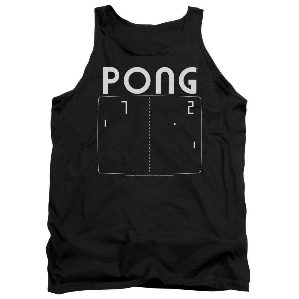 ATRI143-TK-2 Atari Pong Screen Adult Tank Top, Black - Medium