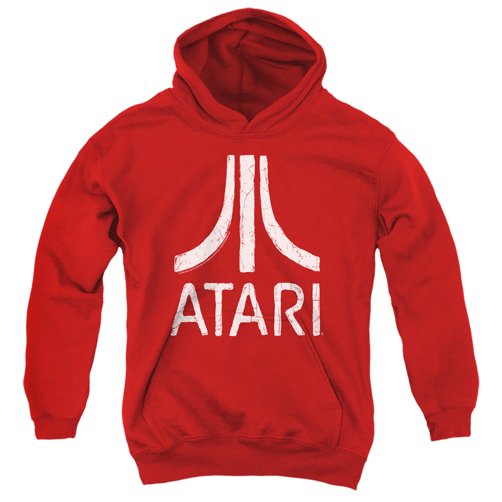 ATRI103D-YFTH-3 Atari Rough Logo Youth Hooded Sweatshirt, Red - Large