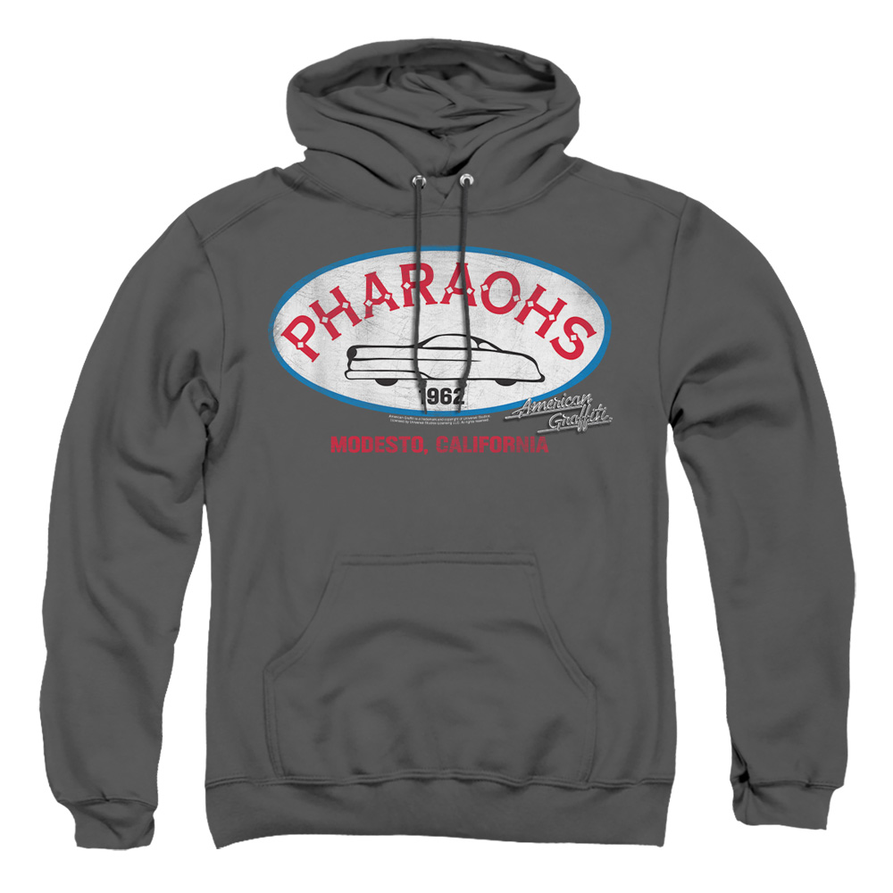 UNI193-AFTH-4 American Graffiti Pharaohs Adult Pullover Hoodie, Charcoal - Extra Large