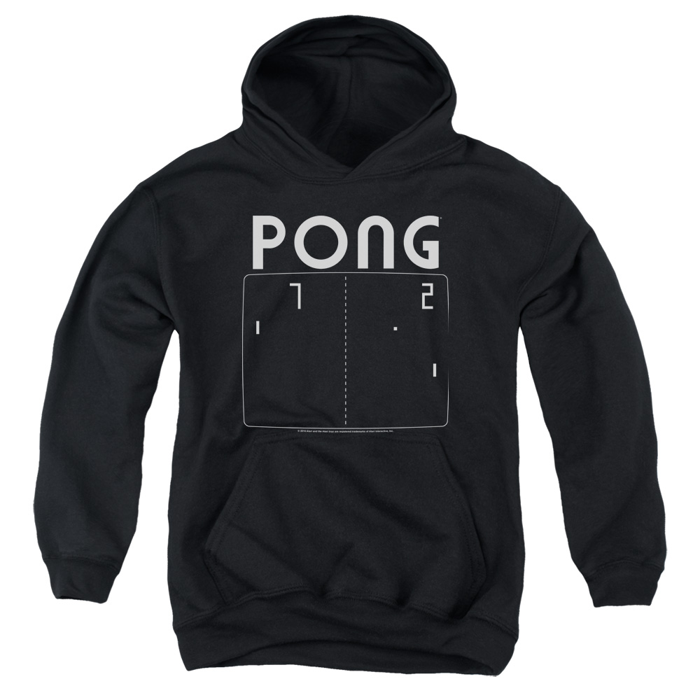ATRI143-YFTH-2 Atari Pong Screen Youth Hooded Sweatshirt, Black - Medium