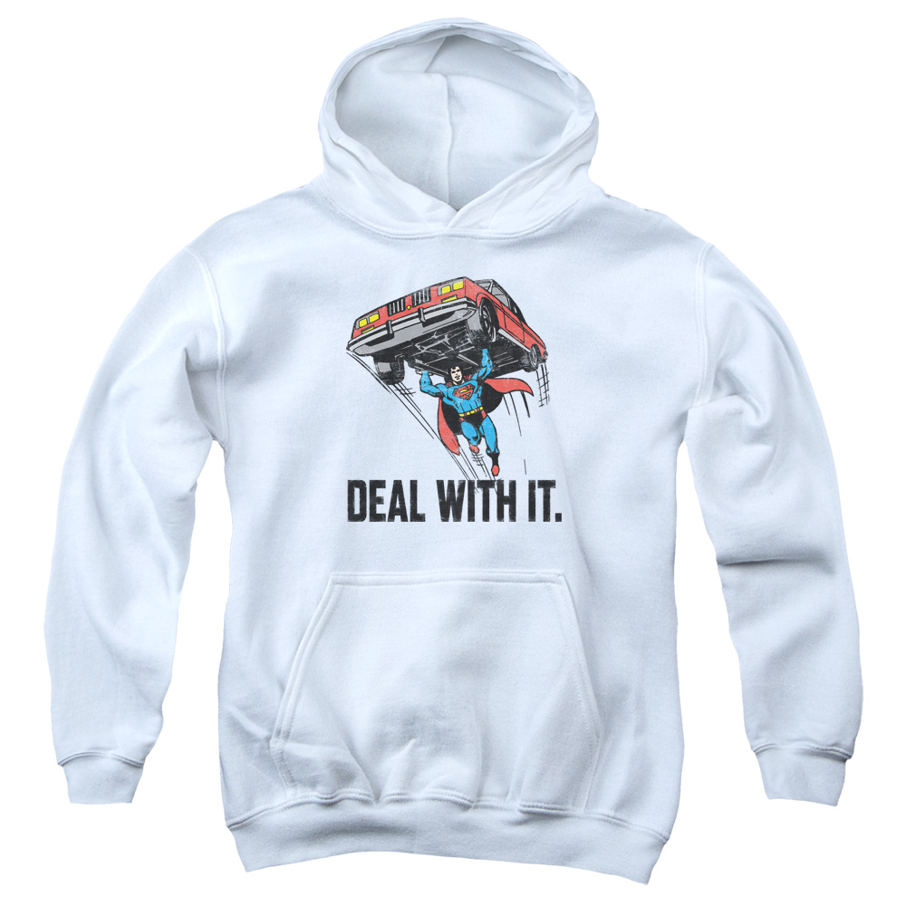 DCO913-YFTH-2 DCO Deal with It Youth Hooded Sweatshirt, White - Medium