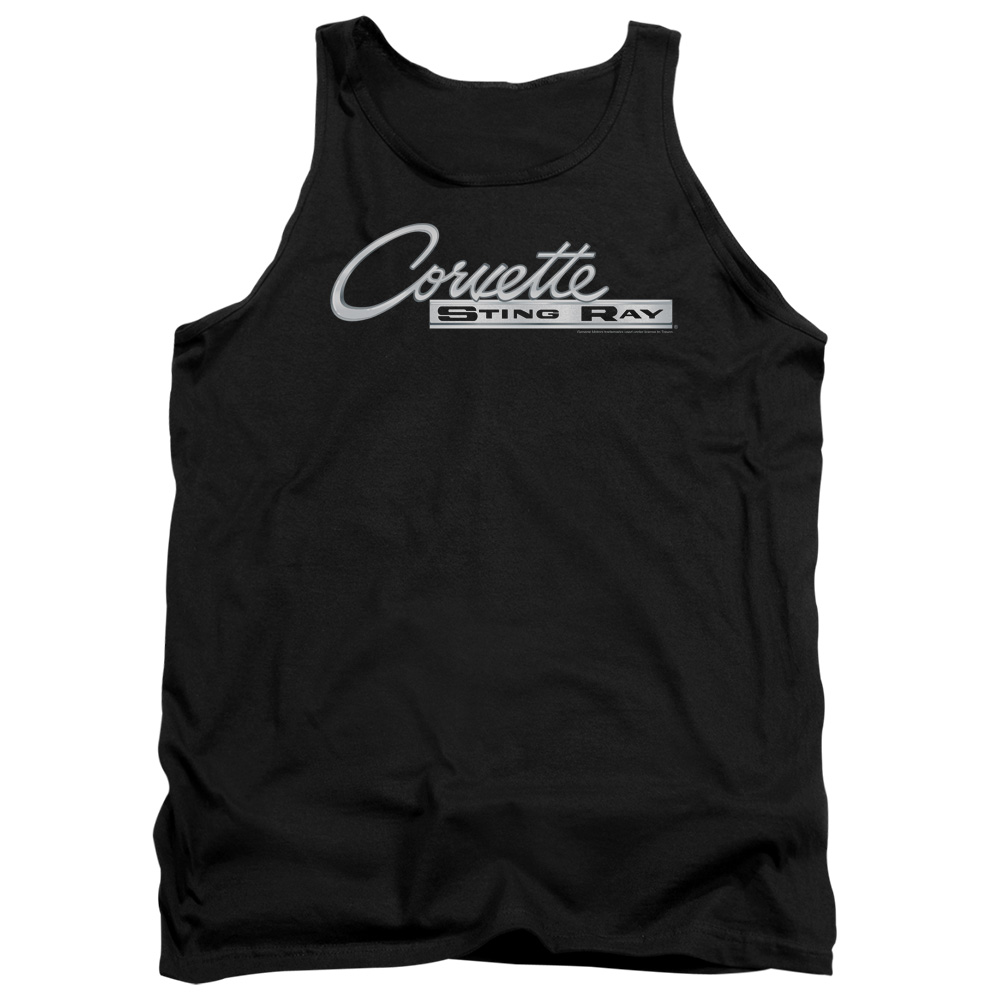 CHV217-TK-2 Chevrolet Chrome Stingray Logo Adult Tank Top, Black - Medium