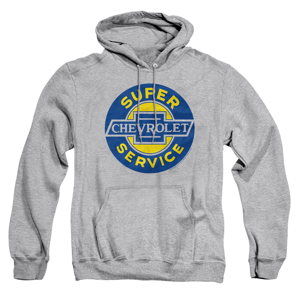 CHV112-AFTH-2 Chevrolet Chevy Super Service Adult Pullover Hoodie, Athletic Heather - Medium