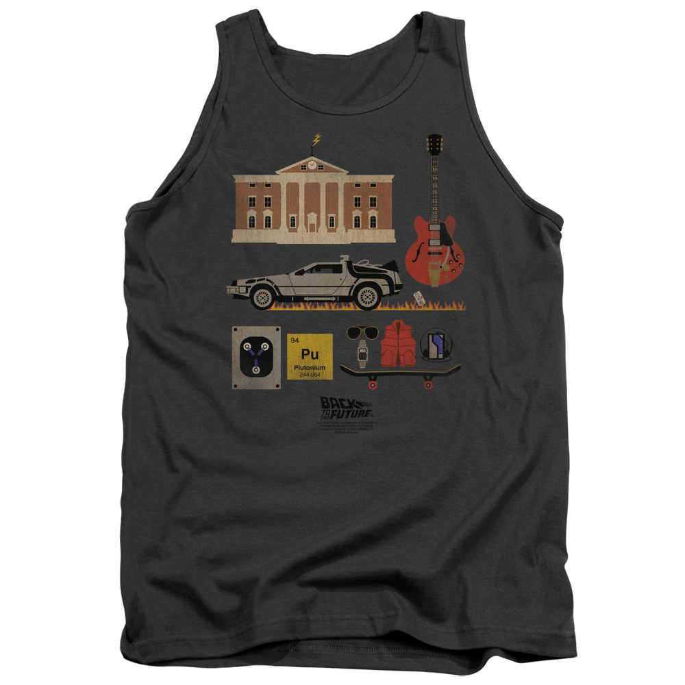 UNI900-TK-5 Back to the Future Items Adult Tank Top, Charcoal - 2X