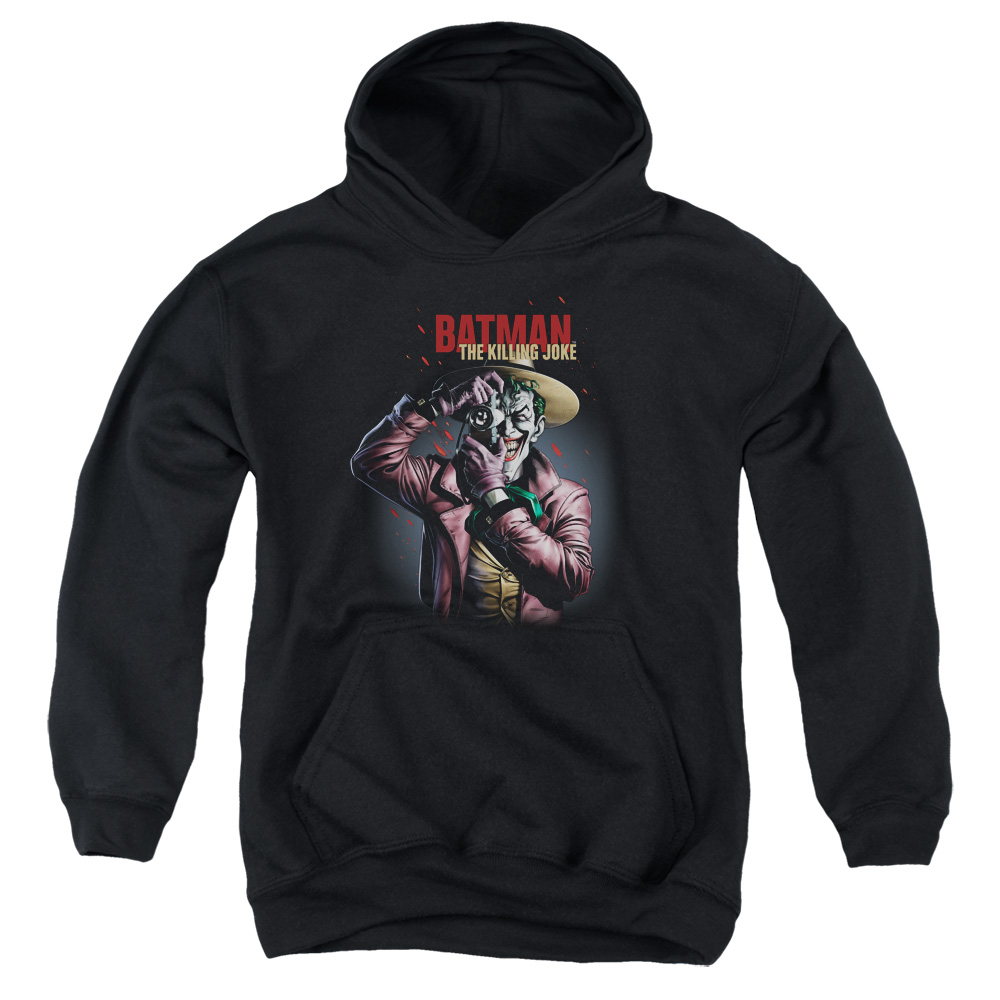 BM2709-YFTH-2 Batman Killing Joke Camera Youth Hooded Sweatshirt, Black - Medium