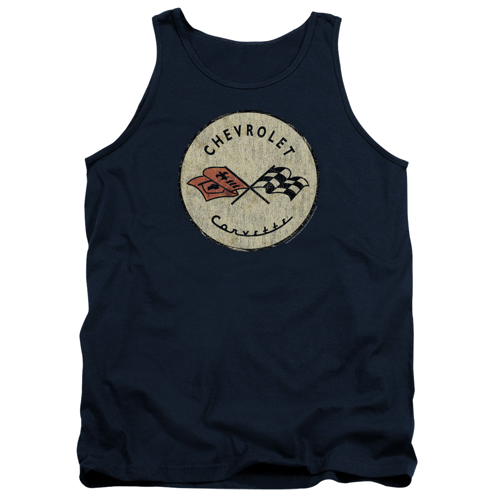 CHV157B-TK-2 Chevrolet Old Vette Adult Tank Top, Navy - Medium