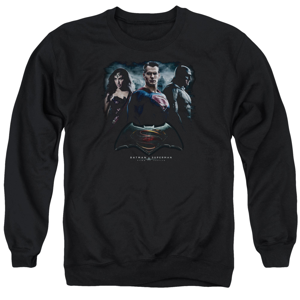 BVS174-AS-5 Batman vs Superman The Crew Adult Crewneck Sweatshirt, Black - 2X