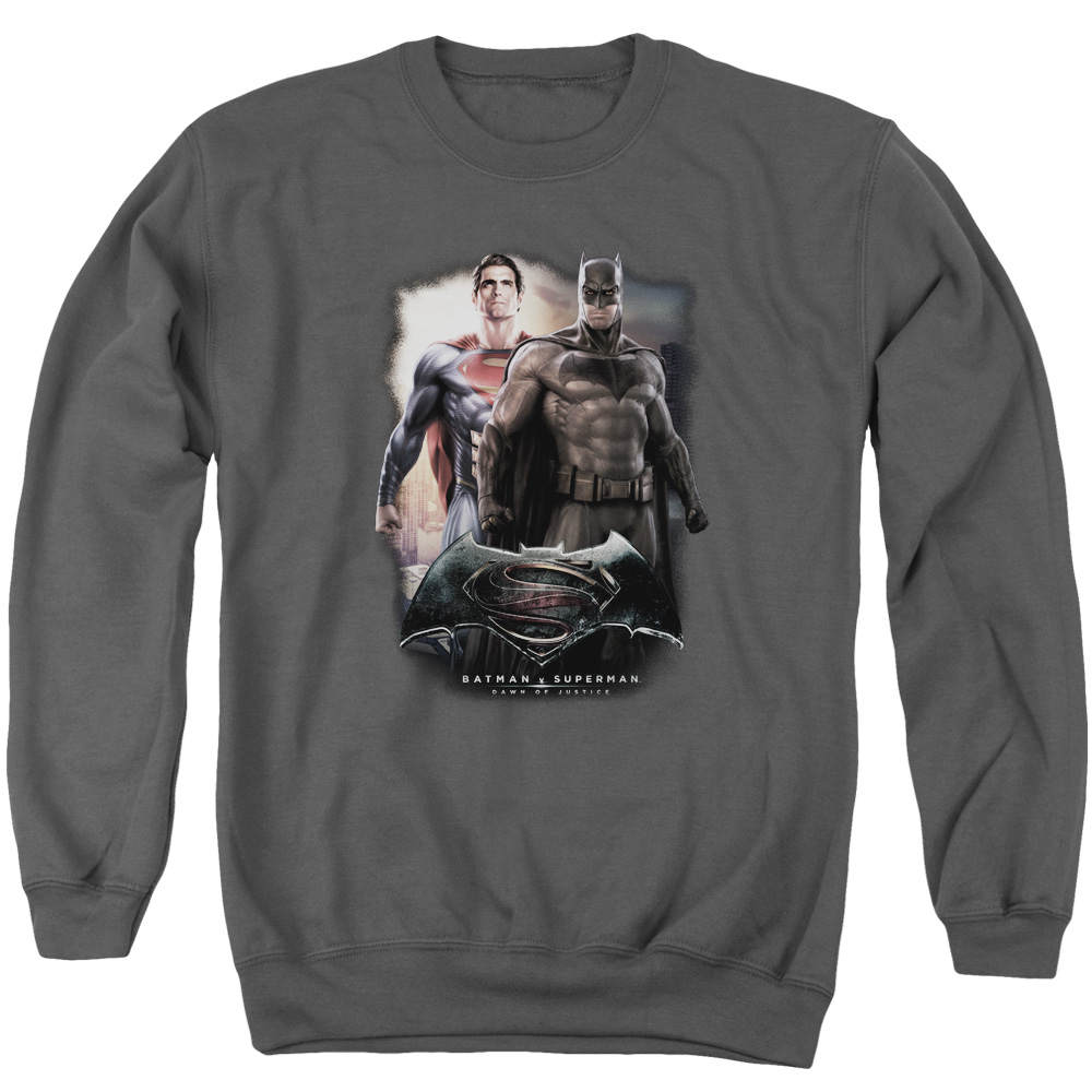 BVS136C-AS-2 Batman vs Superman Dawn Adult Crewneck Sweatshirt, Charcoal - Medium