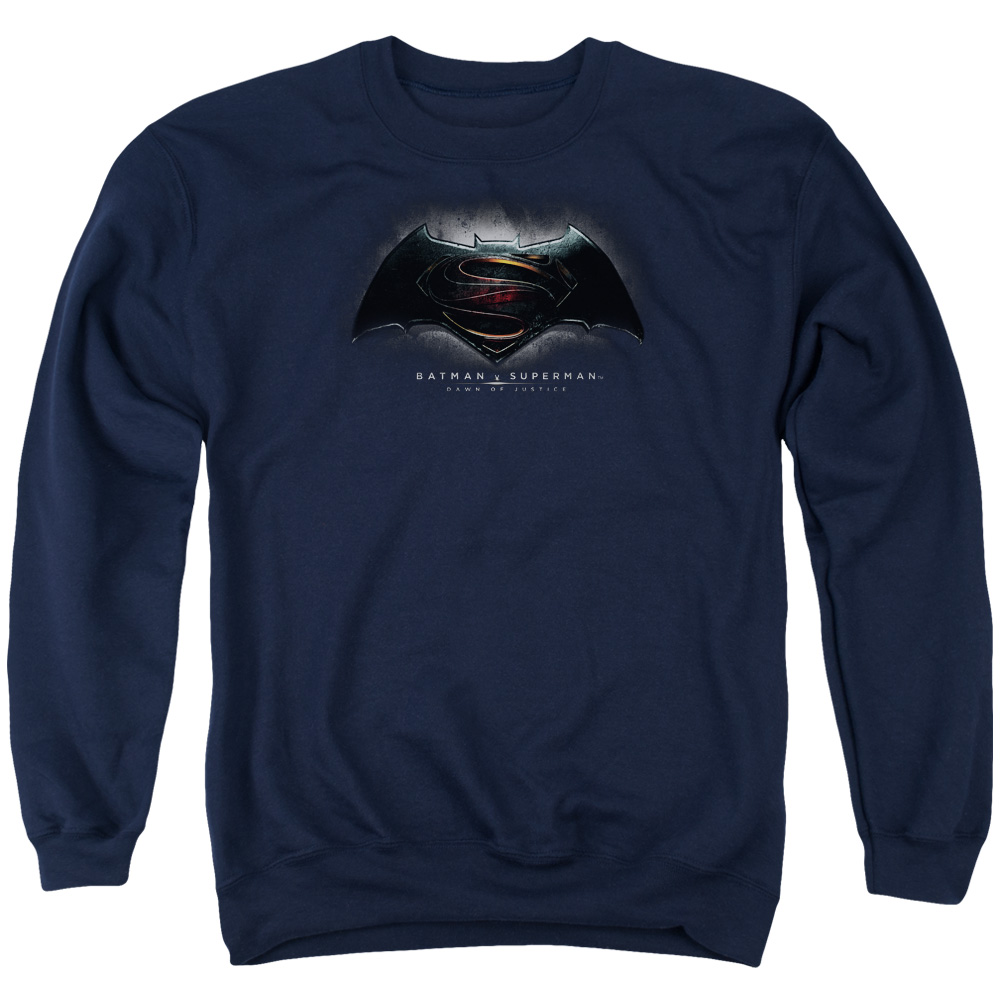 BVS106D-AS-2 Batman vs Superman Logo Adult Crewneck Sweatshirt, Navy - Medium