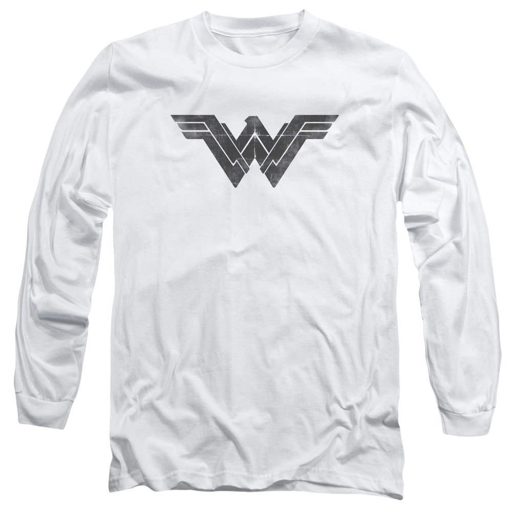 BVS183-AL-2 Batman vs Superman Folded & Distressed Adult Long Sleeve T-Shirt, White - Medium