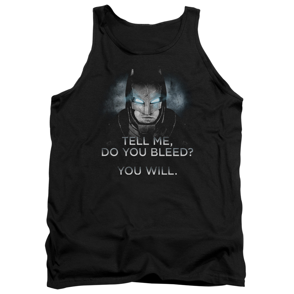 BVS134-TK-2 Batman vs Superman Do You Bleed Adult Tank Top, Black - Medium