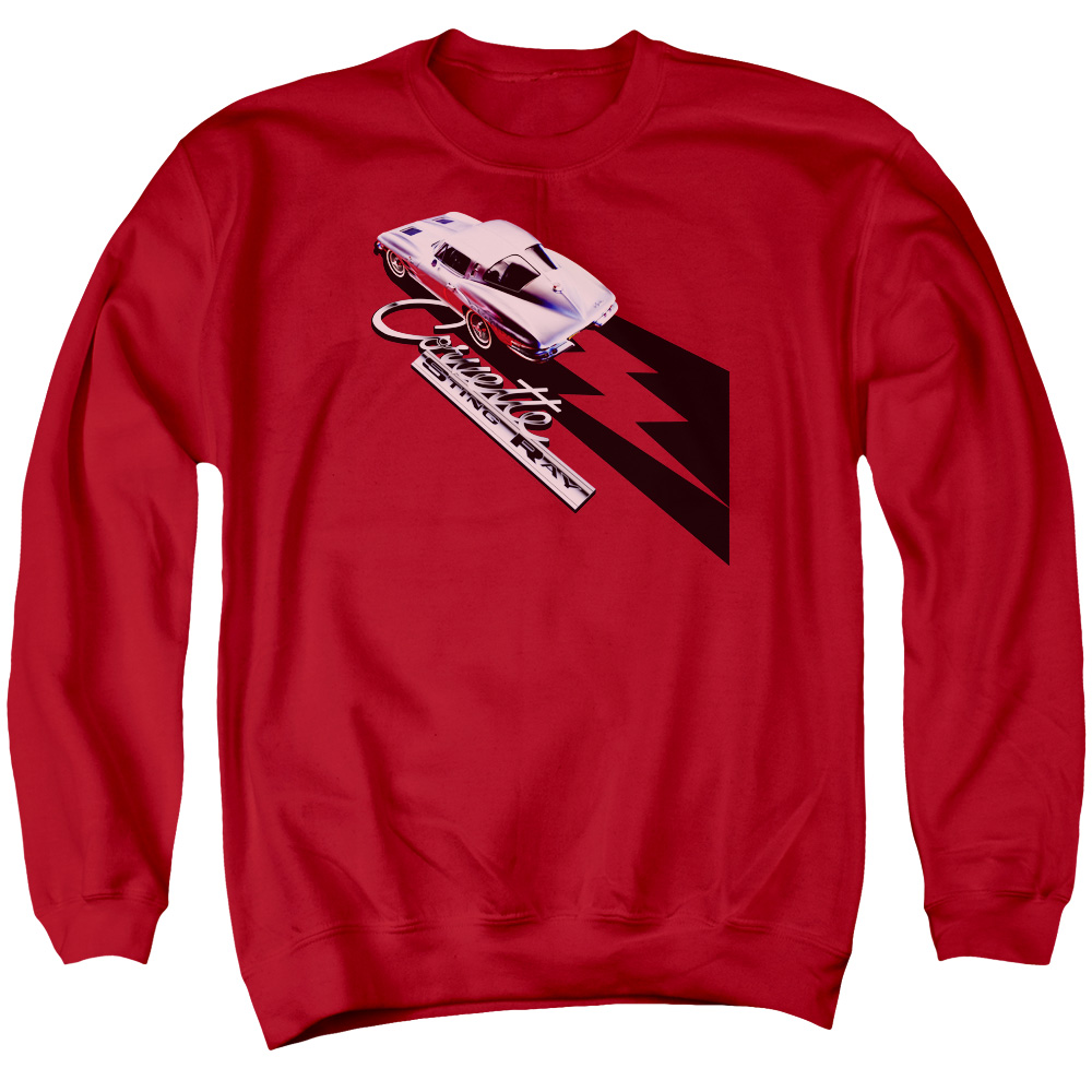 CHV161-AS-4 Chevrolet Split Window Sting Ray Adult Crewneck Sweatshirt, Red - Extra Large