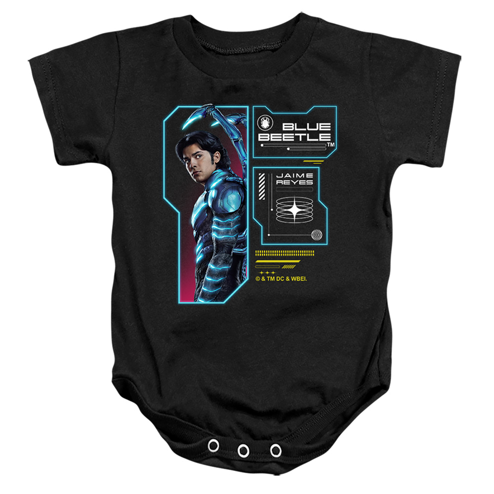 BBTL10005-SS-4 Blue Beetle 2023 Data Read Out Infant Snapsuit, Black - Extra Large - 24 Month
