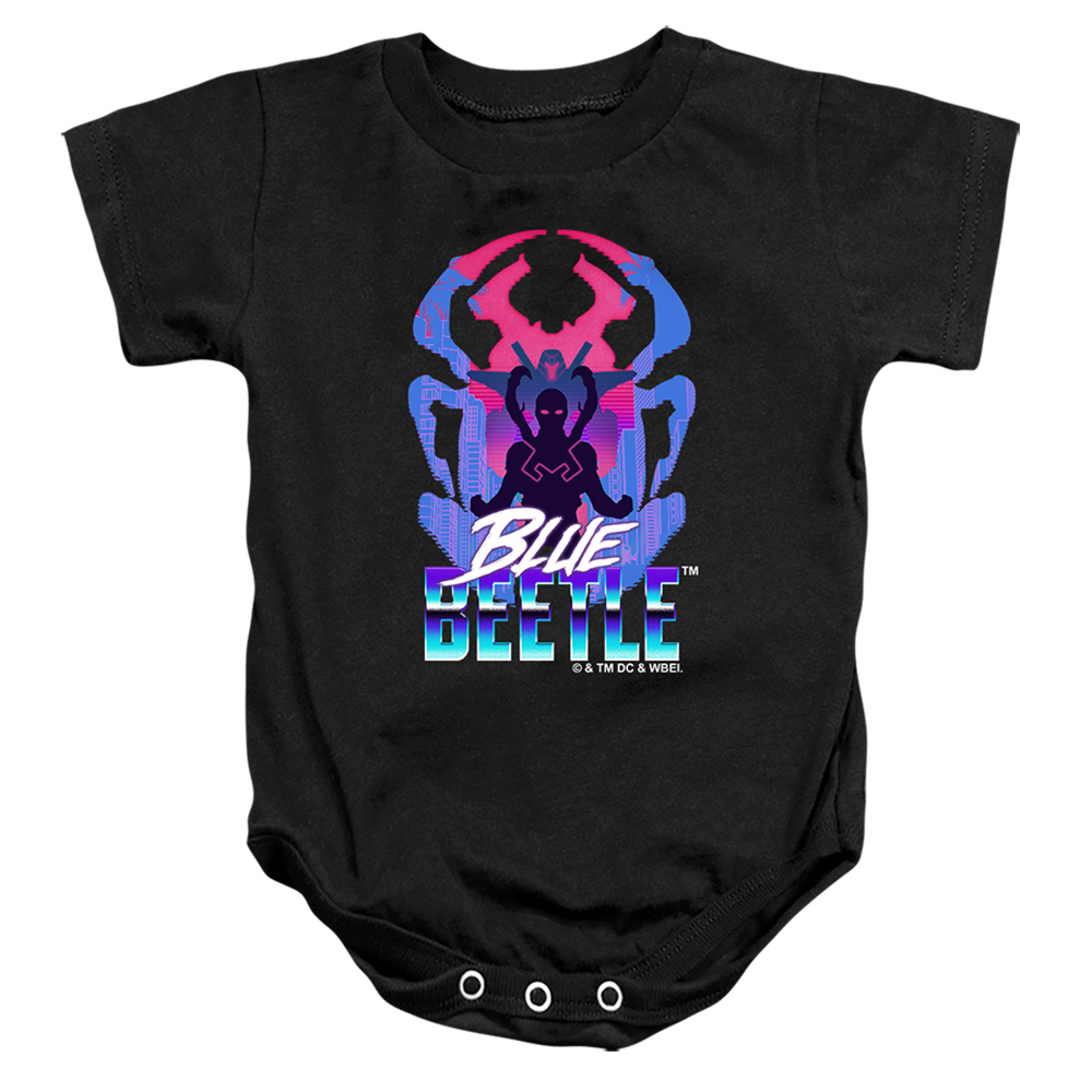 BBTL10007-SS-4 Blue Beetle 2023 Silhouette Infant Snapsuit, Black - Extra Large - 24 Month