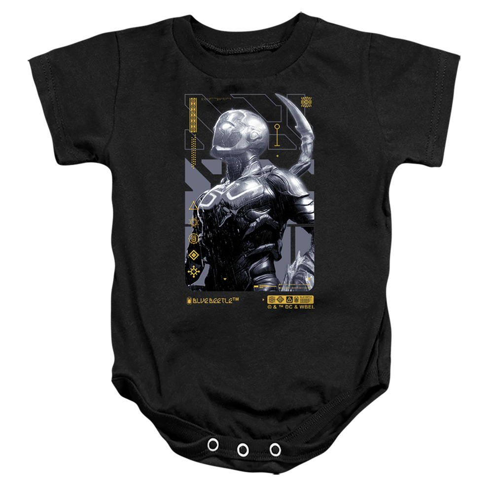 BBTL10017-SS-4 Blue Beetle 2023 Beetle Heads Up Infant Snapsuit, Black - Extra Large - 24 Month