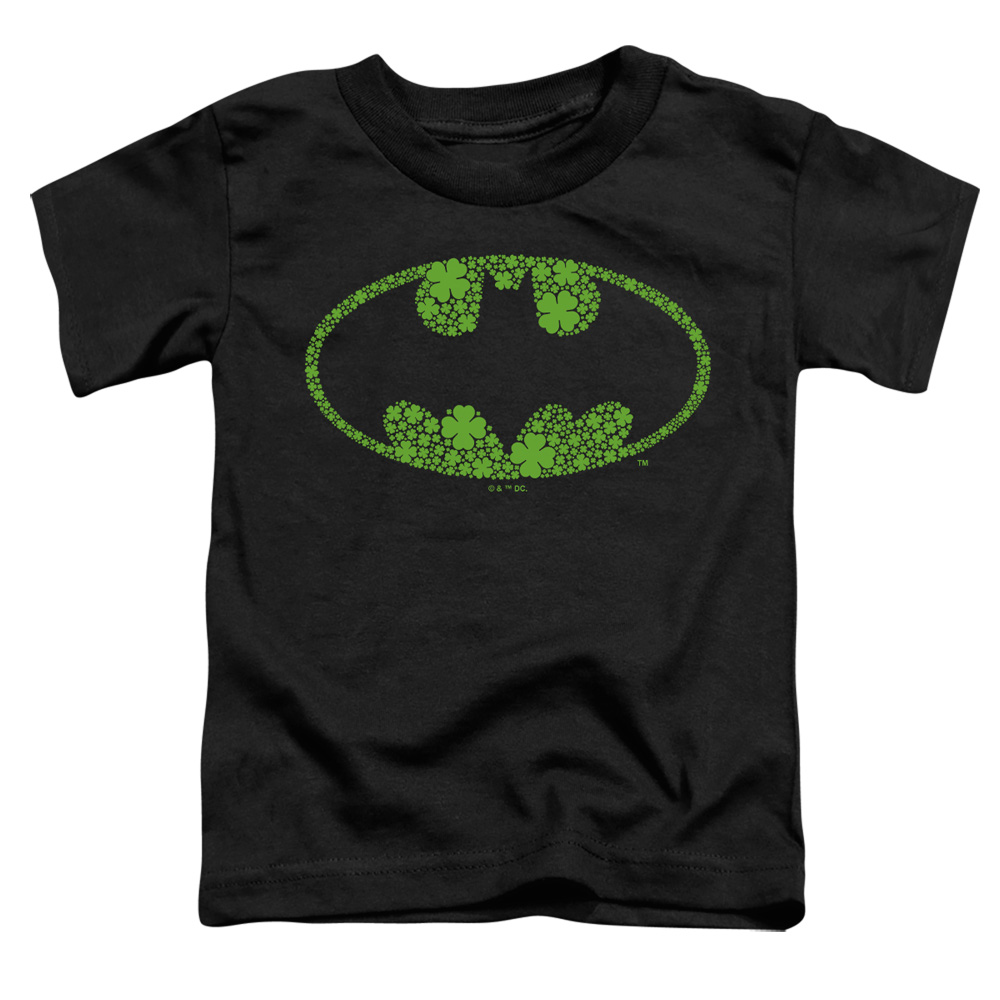 BM10048SPD-TT-3 Batman St. Patricks Day Shamrock Logo Toddler Short Sleeve T-Shirt, Black - Large 4T