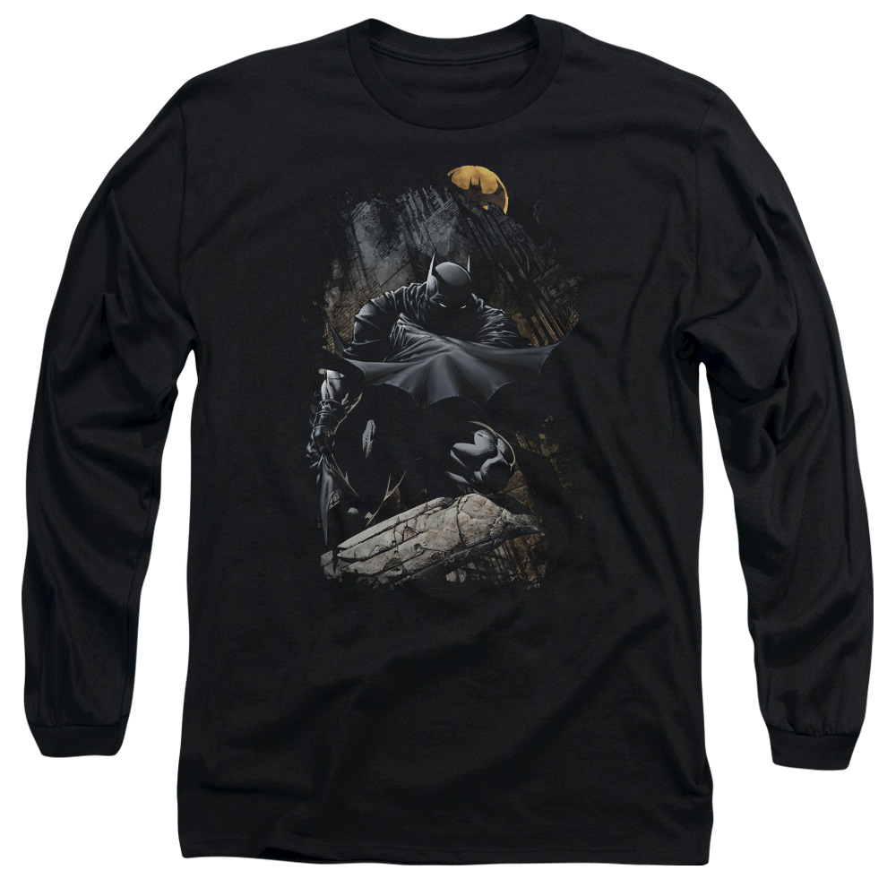 BM2016-AL-2 Batman Sweeping Cape Adult Long Sleeve T-Shirt, Black - Medium