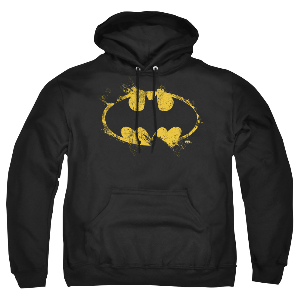 BM3439-AFTH-4 Batman Paint Roller Logo Adult Pullover Hoodie, Black - Extra Large
