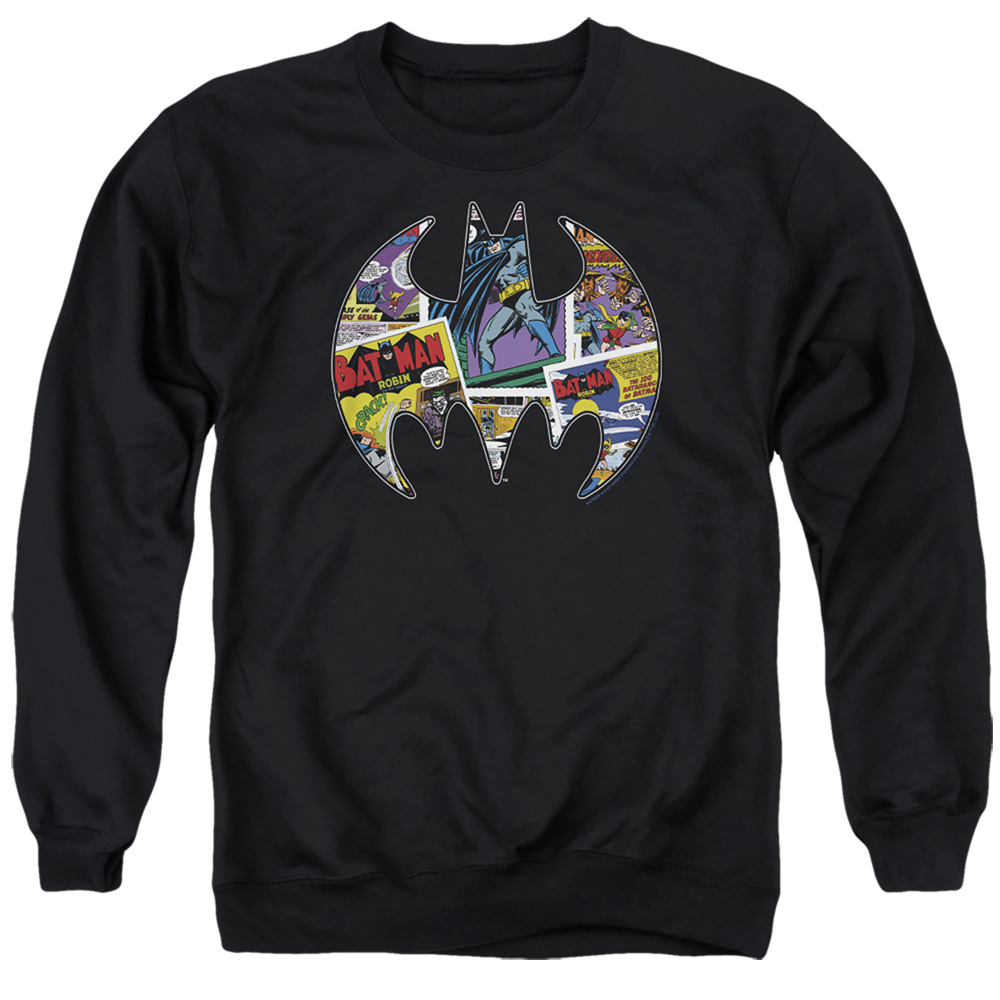 BM3451-AS-5 Batman Comic Bat Adult Crewneck Sweatshirt, Black - 2X