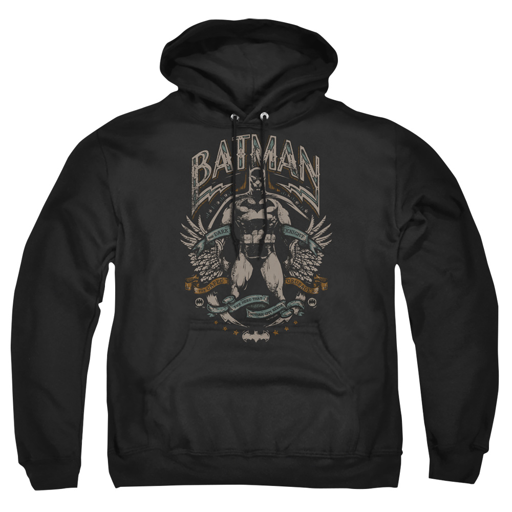 BM3456-AFTH-2 Batman Gotham Hero On Black Adult Pullover Hoodie, Black - Medium