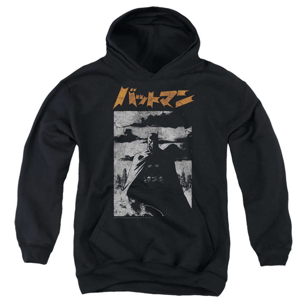 BM3493-YFTH-2 Batman Tokyo Shadows Youth Hooded Sweatshirt, Black - Medium