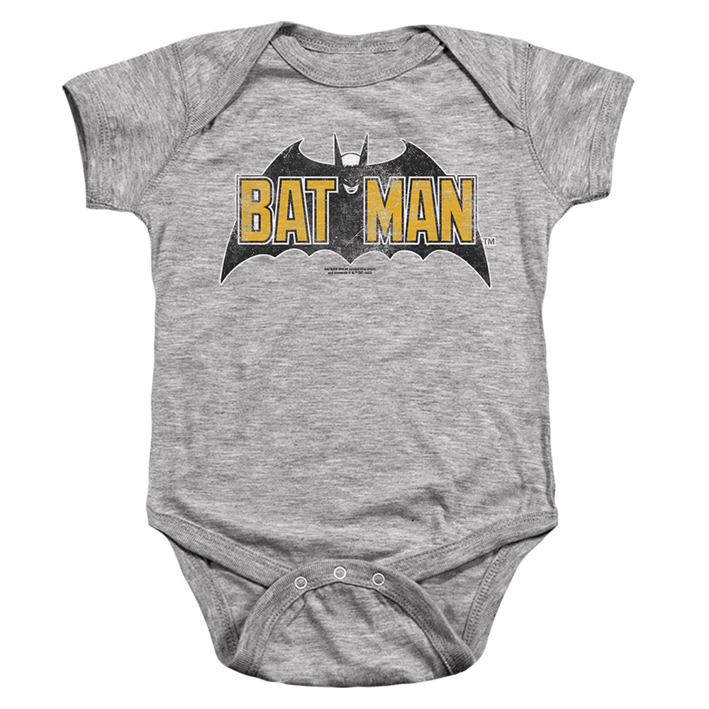 BM3494-SS-4 Batman Vintage Bat Logo On Gray Infant Snapsuit, Athletic Heather - Extra Large - 24 Month