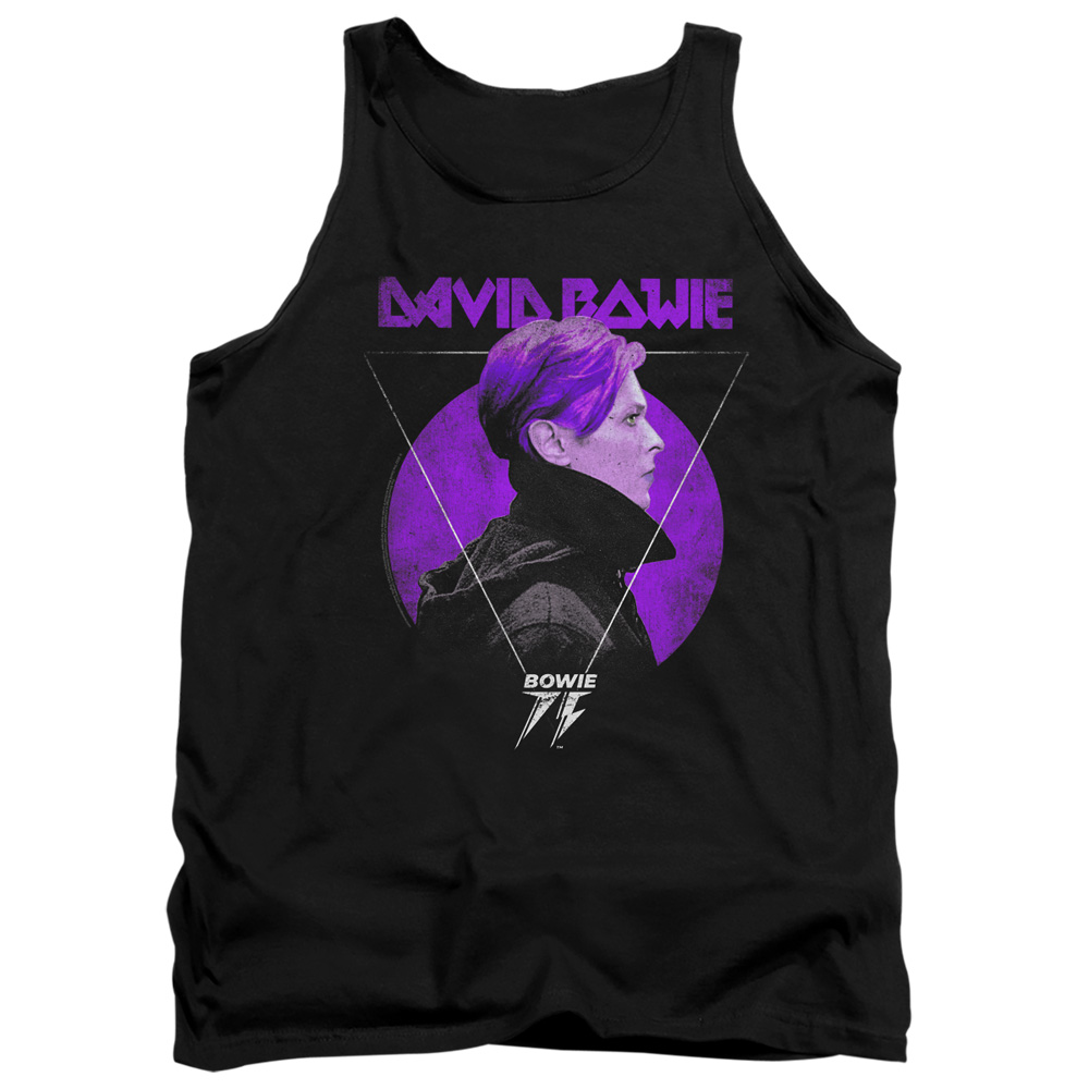 BOWIE193-TK-2 David Bowie Side Profile 75 Logo Adult Tank Top, Black - Medium